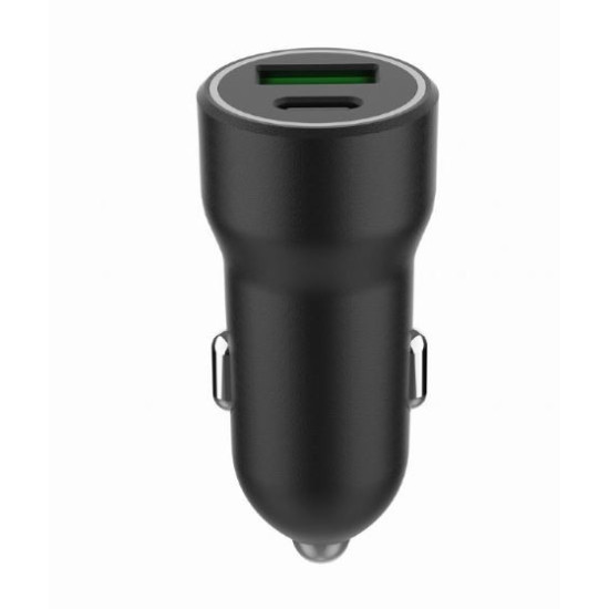 Ładowarka samochodowa USB-A/USB-C 20W PD czarna