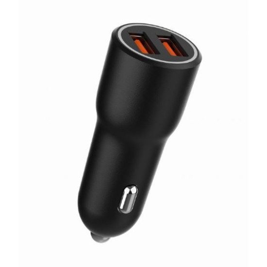 Ładowarka samochodowa 2xUSB-A QC3.0 36W czarna 