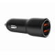 Ładowarka samochodowa 2xUSB-A QC3.0 36W czarna 