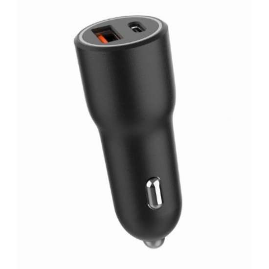 Ładowarka samochodowa USB-A/USB-C 38W PD czarna