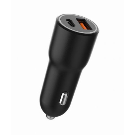 Ładowarka samochodowa USB-A/USB-C 38W PD czarna