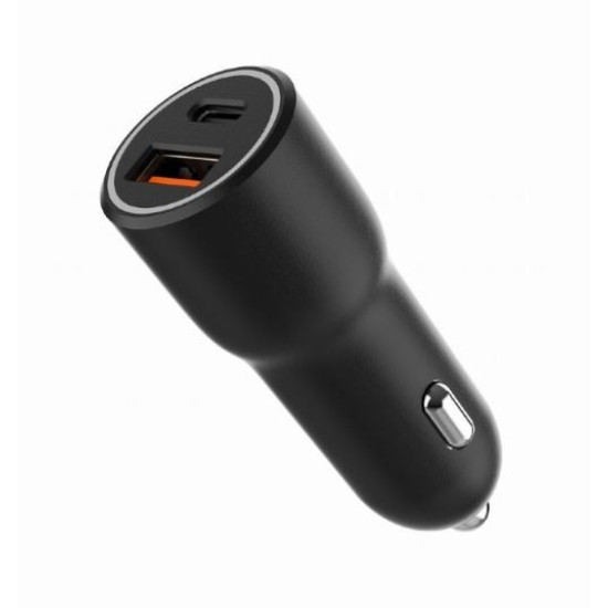 Ładowarka samochodowa USB-A/USB-C 38W PD czarna