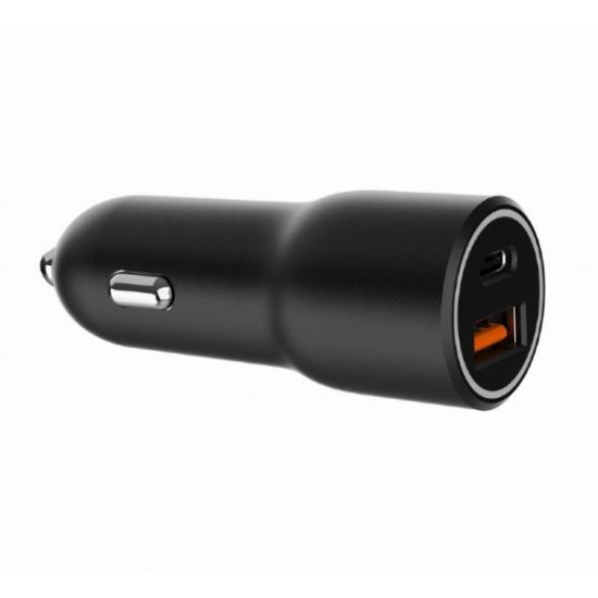 Ładowarka samochodowa USB-A/USB-C 38W PD czarna