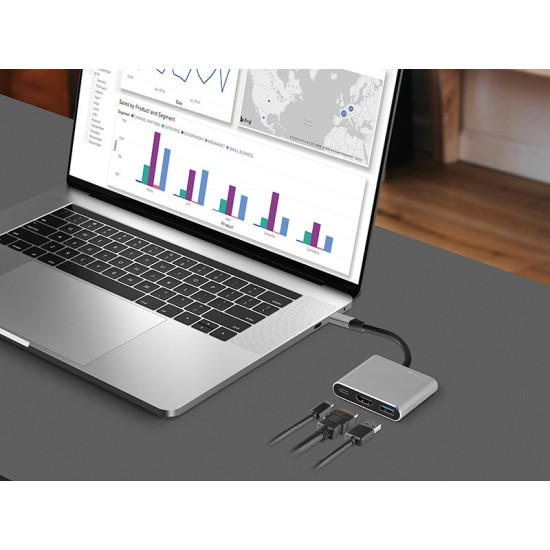 Adapter A-1 USB-C HDMI 4k, USB 3.0, PDW 100W 