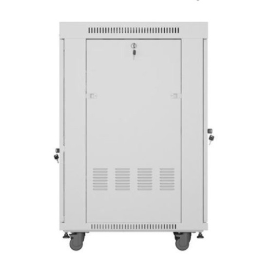 Szafa stojąca rack 19' 22U 600x800 szara drzwi szklane LCD flack pack 