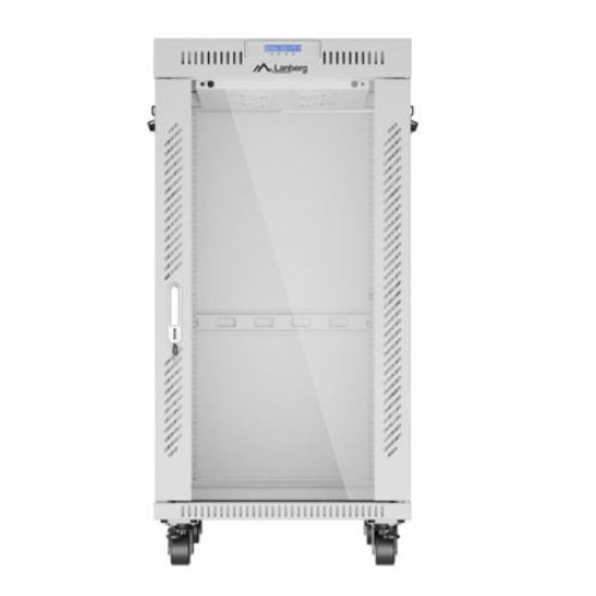 Szafa stojąca rack 19' 22U 600x800 szara drzwi szklane LCD flack pack 