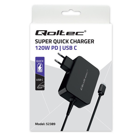 Ładowarka PD 120W Turbo | 5-28V | 3-4.5A | USB-C | Czarna 
