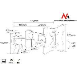 Uchwyt do monitora 23-42'  30 kg uniwersalny MC-503A S max vesa 200 srebrny