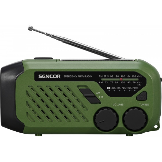 Radio przenośne alarmowe AM/FM, latarka, power bank, bateria słoneczna 