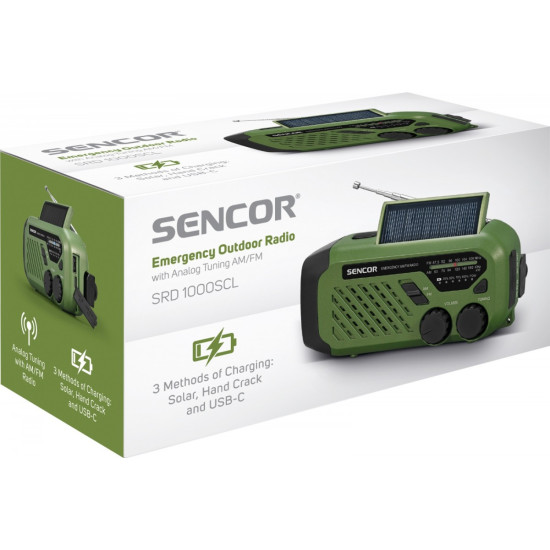 Radio przenośne alarmowe AM/FM, latarka, power bank, bateria słoneczna 