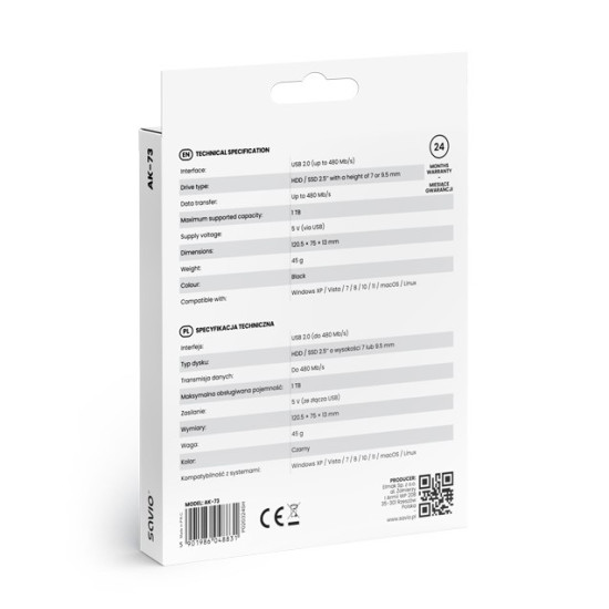 Obudowa na dysk zewnętrzny HDD / SSD 2.5