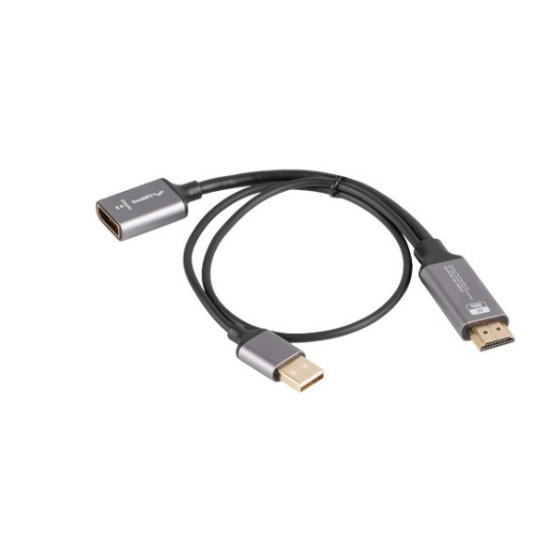Adapter HDMI(M)-Displayport(F)4K na kablu 20cm srebrny