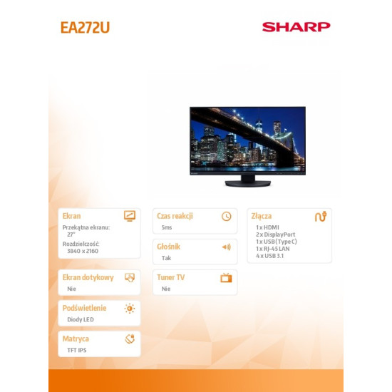 Monitor MultiSync EA272U 27 cali czarny 