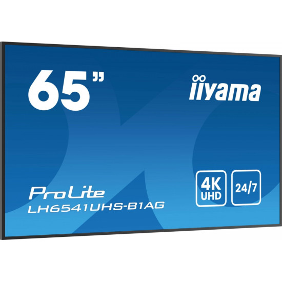 Monitor 65 cali LH6541UHS-B1AG VA,4K,24/7,LAN,USB,HDMI,500cd/m2, Haze(25%),2x10W,Pion/Poziom 