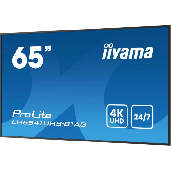Monitor 65 cali LH6541UHS-B1AG VA,4K,24/7,LAN,USB,HDMI,500cd/m2, Haze(25%),2x10W,Pion/Poziom 