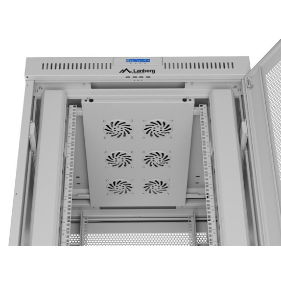 Szafa instalacyjna rack stojąca 19 cali 42U 800x1000 drzwi perforowane LCD szara (Flat pack)