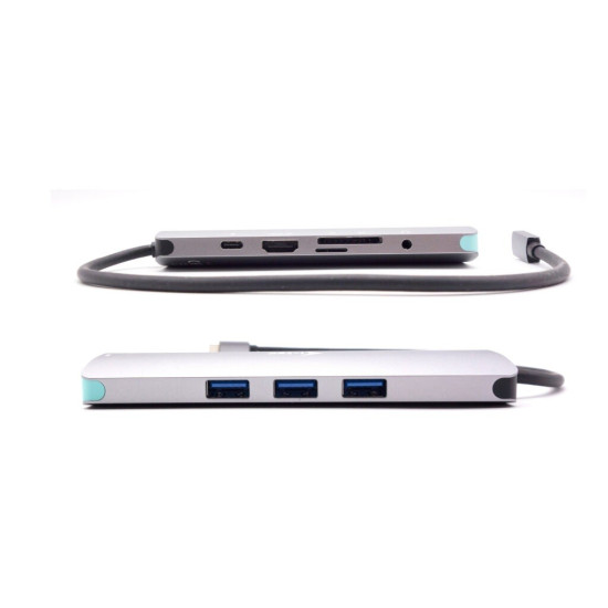 Zestaw USB-C Metal Nano Docking Station 4K HDMI LAN with Power Delivery 100W + Universal Charger 100W 