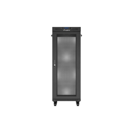 Szafa instalacyjna rack stojąca 19 cali 32U 600x600 drzwi perforowane LCD czarna (Flat pack)