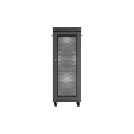 Szafa instalacyjna rack stojąca 19 cali 32U 600x600 drzwi perforowane LCD czarna (Flat pack)
