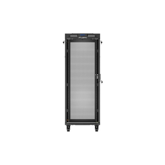 Szafa instalacyjna rack stojąca 19 cali 32U 600x600 drzwi perforowane LCD czarna (Flat pack)