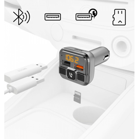 Transmter FM z bluetooth z ładowarką 18W 