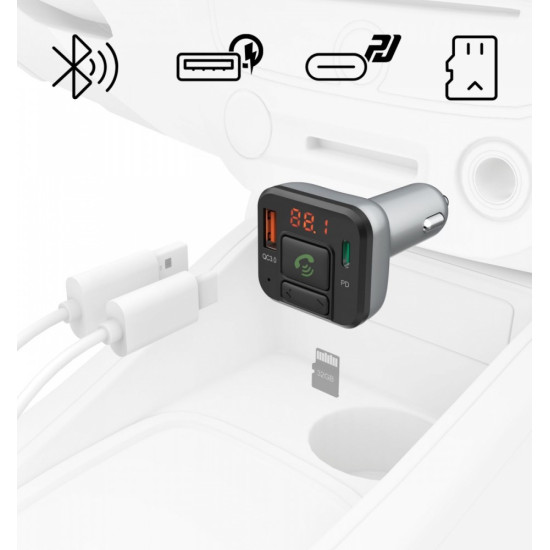 Transmiter FM z bluetooth i ładowarką 20W 