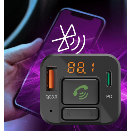 Transmiter FM z bluetooth i ładowarką 20W 