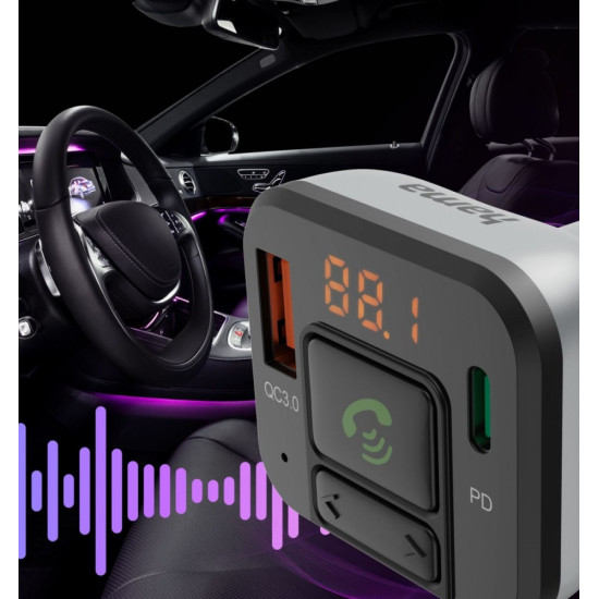Transmiter FM z bluetooth i ładowarką 20W 