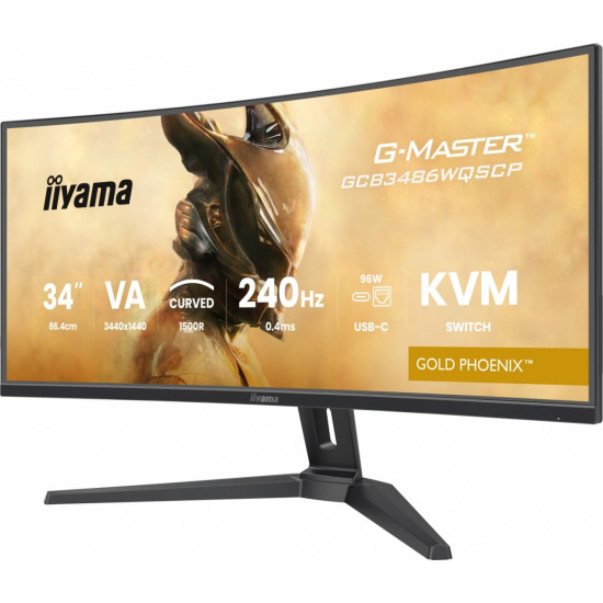 Monitor G-Master 34 cale GCB3486WQSCP-B1,VA,UWQHD,240HZ,1500R,500cd,21:9, USB-C dock 95W, RJ45, 2x5W