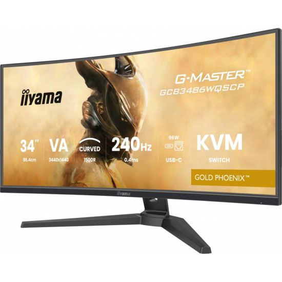 Monitor G-Master 34 cale GCB3486WQSCP-B1,VA,UWQHD,240HZ,1500R,500cd,21:9, USB-C dock 95W, RJ45, 2x5W