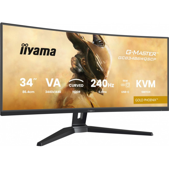 Monitor G-Master 34 cale GCB3486WQSCP-B1,VA,UWQHD,240HZ,1500R,500cd,21:9, USB-C dock 95W, RJ45, 2x5W