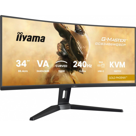 Monitor G-Master 34 cale GCB3486WQSCP-B1,VA,UWQHD,240HZ,1500R,500cd,21:9, USB-C dock 95W, RJ45, 2x5W