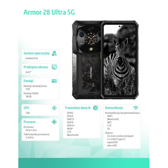 Smartfon Armor 28 Ultra 5G 16GB/1TB czarny
