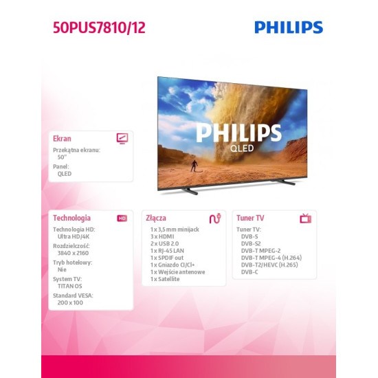 Telewizor QLED 50 cali 50PUS7810/12