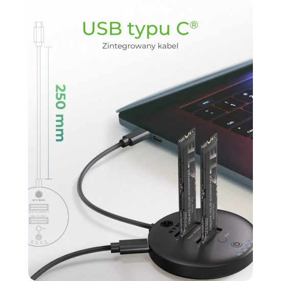 Stacja klonująca+dockująca dla 2xNVMe M.2SSD IB-1612MCL-C31 