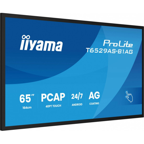 Monitor 65 cali T6529AS-B1AG VA,4K,HDMIx2,USB-C,RJ45,2x10W,WiFi, Android 14, Signal FailOver, Whiteboard, iiSignage2 (CMS), iiControl (DMS), iiS