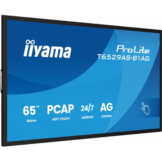 Monitor 65 cali T6529AS-B1AG VA,4K,HDMIx2,USB-C,RJ45,2x10W,WiFi, Android 14, Signal FailOver, Whiteboard, iiSignage2 (CMS), iiControl (DMS), iiS