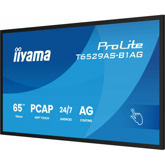 Monitor 65 cali T6529AS-B1AG VA,4K,HDMIx2,USB-C,RJ45,2x10W,WiFi, Android 14, Signal FailOver, Whiteboard, iiSignage2 (CMS), iiControl (DMS), iiS