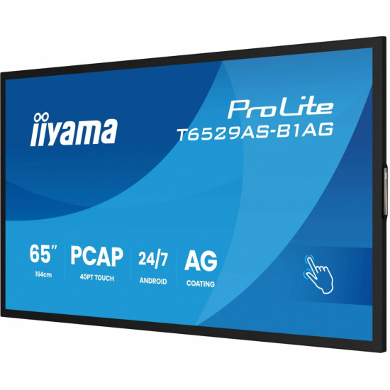 Monitor 65 cali T6529AS-B1AG VA,4K,HDMIx2,USB-C,RJ45,2x10W,WiFi, Android 14, Signal FailOver, Whiteboard, iiSignage2 (CMS), iiControl (DMS), iiS