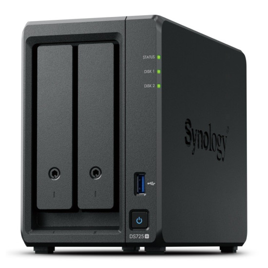 Serwer DS725+ 2x0HDD 4GB DDR4 AMD R1600 1x1GbE 1x2,5Gbe 3Y 