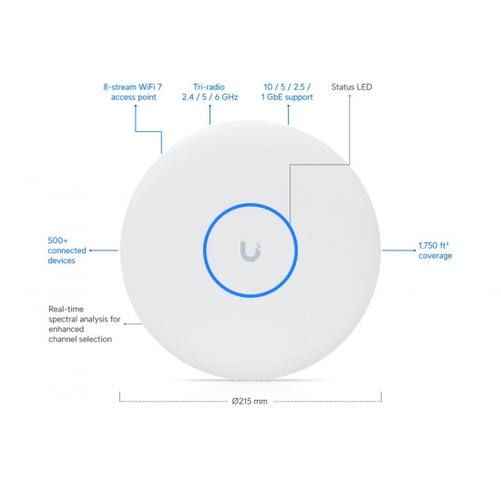 Punkt dostępowy U7-Pro-XG, Wi-Fi 7 BE10800, 1x 10GE 