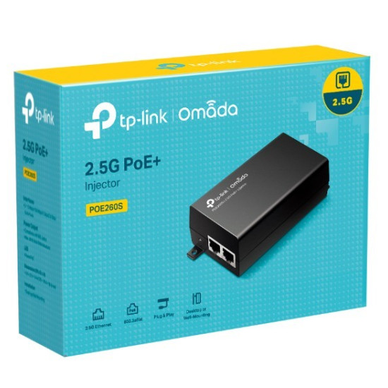Injector Adapter Omada 2.5G PoE+ PORT: 1× 2.5G PoE Port, 1× 2.5G Non-PoE Port
