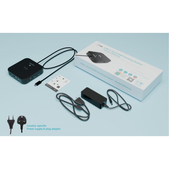 Stacja dokująca USB-C 2x HDMI Dock PD + Ładowarka 100W 