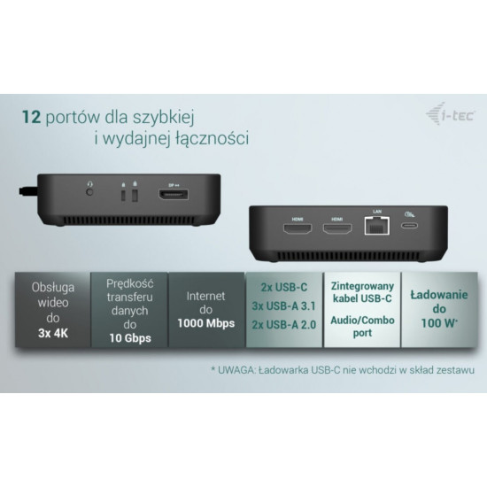 Stacja dokująca USB-C DP Dual HDMI Power Delivery 100W 