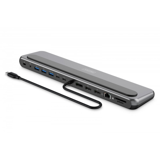 Stacja dokująca USB-C 12 portowa, max. 8K/30Hz z HDR, HDMI, DP, max. 3 monitory (MST), USB-C 3.2 Gen2, Gigabit Ethernet, SD/Micro SD, PD 100W