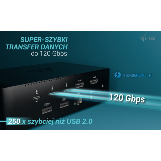 Stacja dokującaThunderbolt5 Quattro Display Docking Station 5x USB 2.5 GLan Power Delivery 140W 