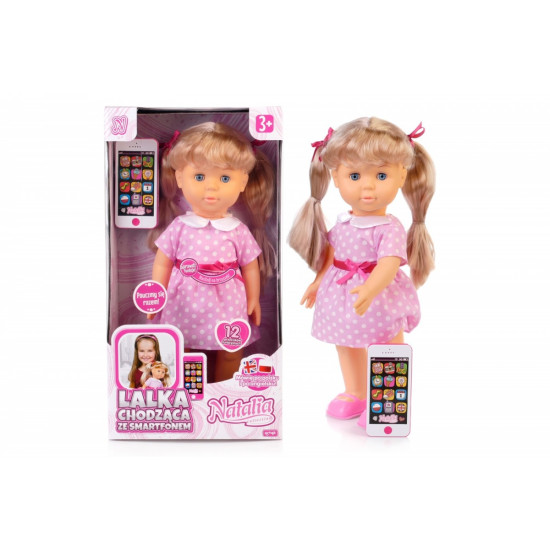 Lalka Natalia chodząca ze smartfonem 41cm