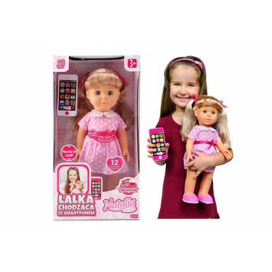 Lalka Natalia chodząca ze smartfonem 41cm