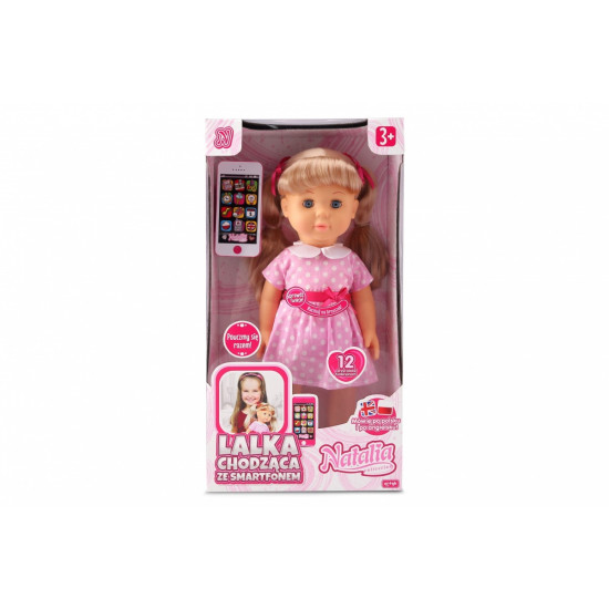 Lalka Natalia chodząca ze smartfonem 41cm