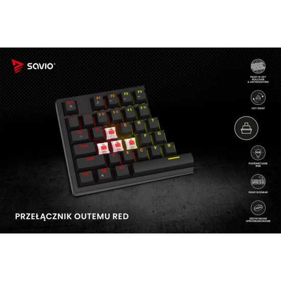 Klawiatura mechaniczna STYX Outemu Red, Hot Swap, RGB